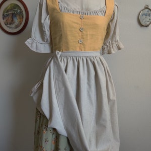 Bella halve schort met striksluiting, linnen/rayon