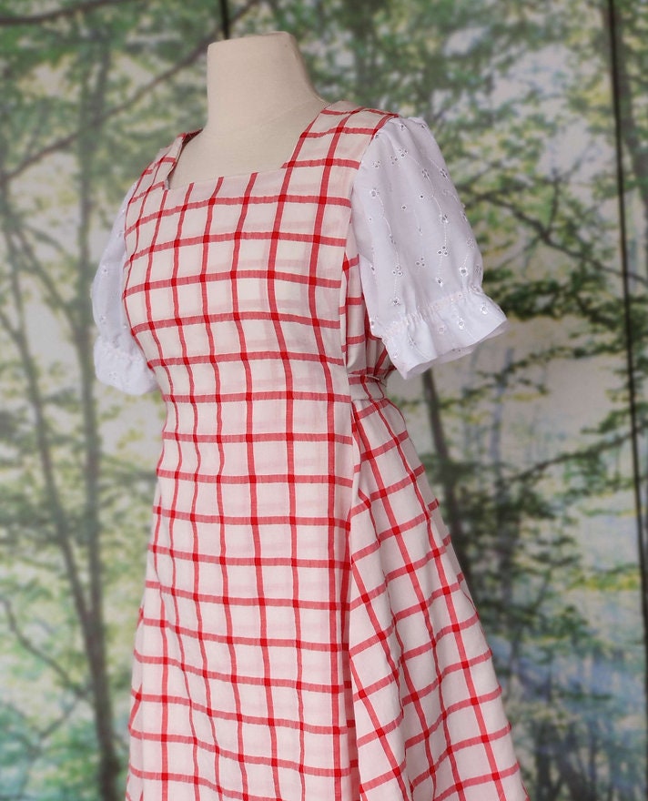 Strawberry Picnic Jumper Dress Cotton Gingham Etsy Canada