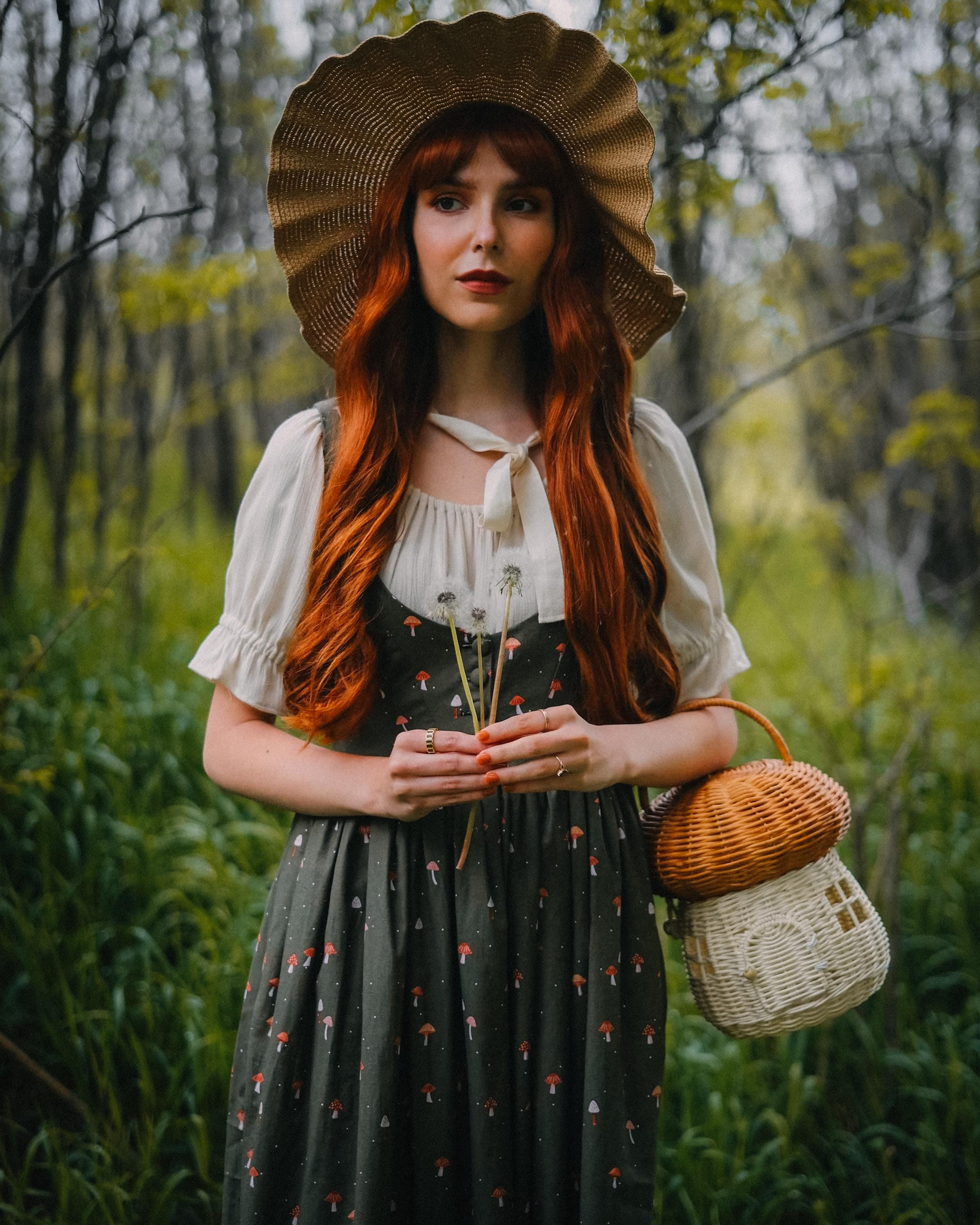 Mushroom maiden Forest bodice dress-Cotton