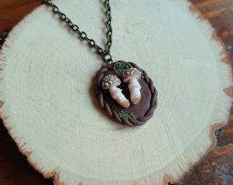 Mushroom specimen pendant - Brown Amanita