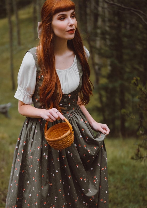 Mushroom Maiden Forest Bodice Dress-cotton - Etsy