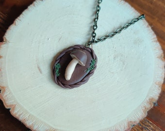 Mushroom specimen pendant -  Shiitake