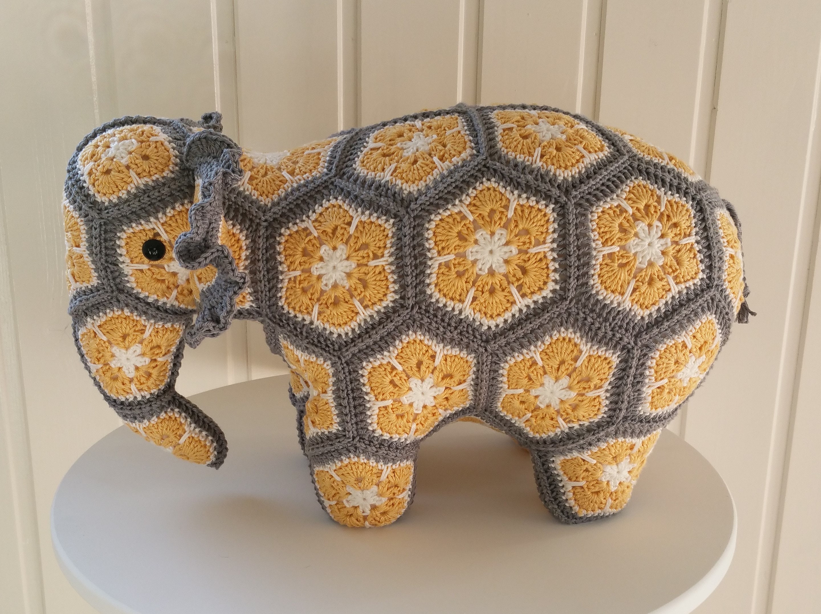 Crochet Elephant from african flowers medium African flower Etsy