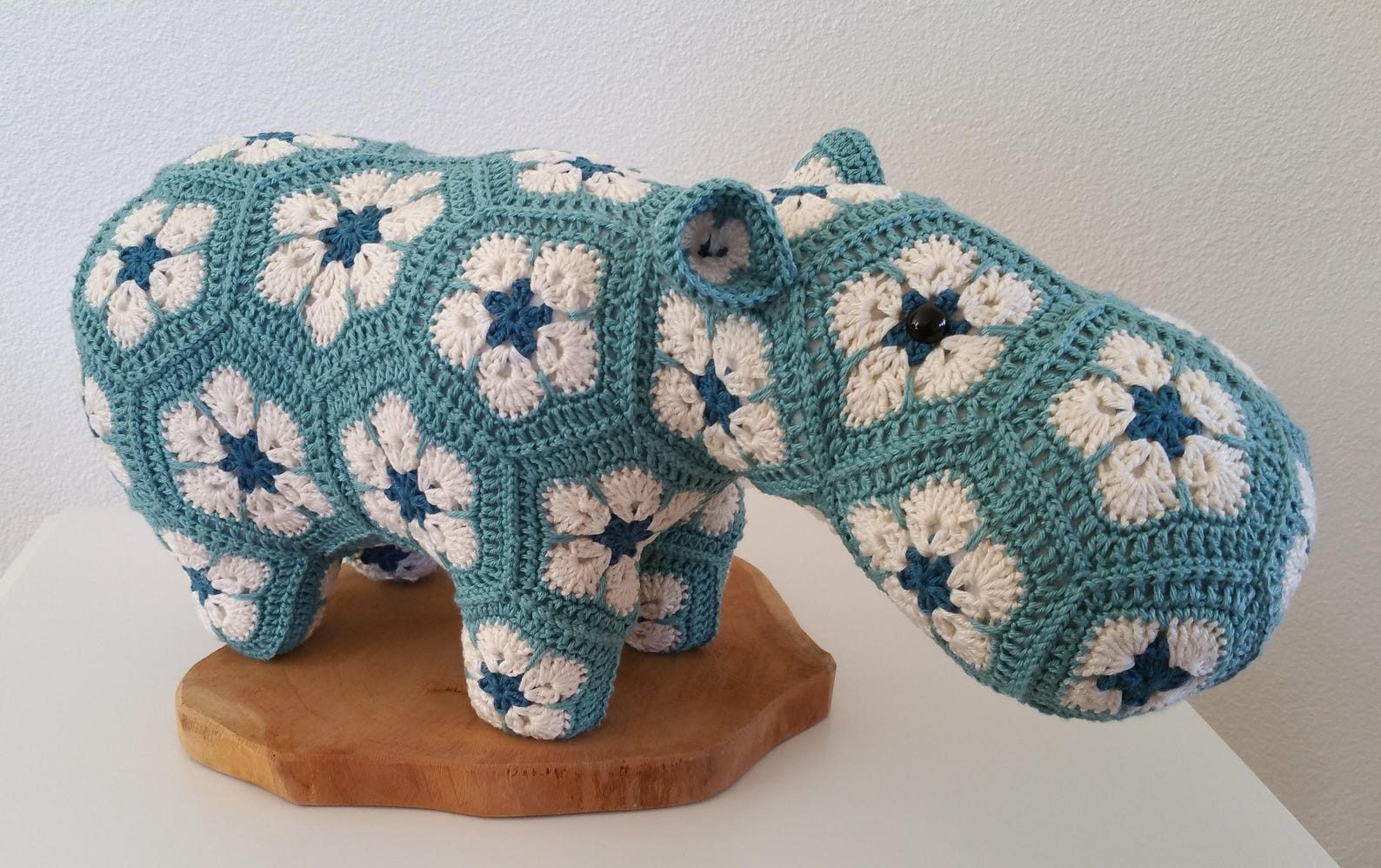 Crochet Hippo from african flowers medium African flower Etsy