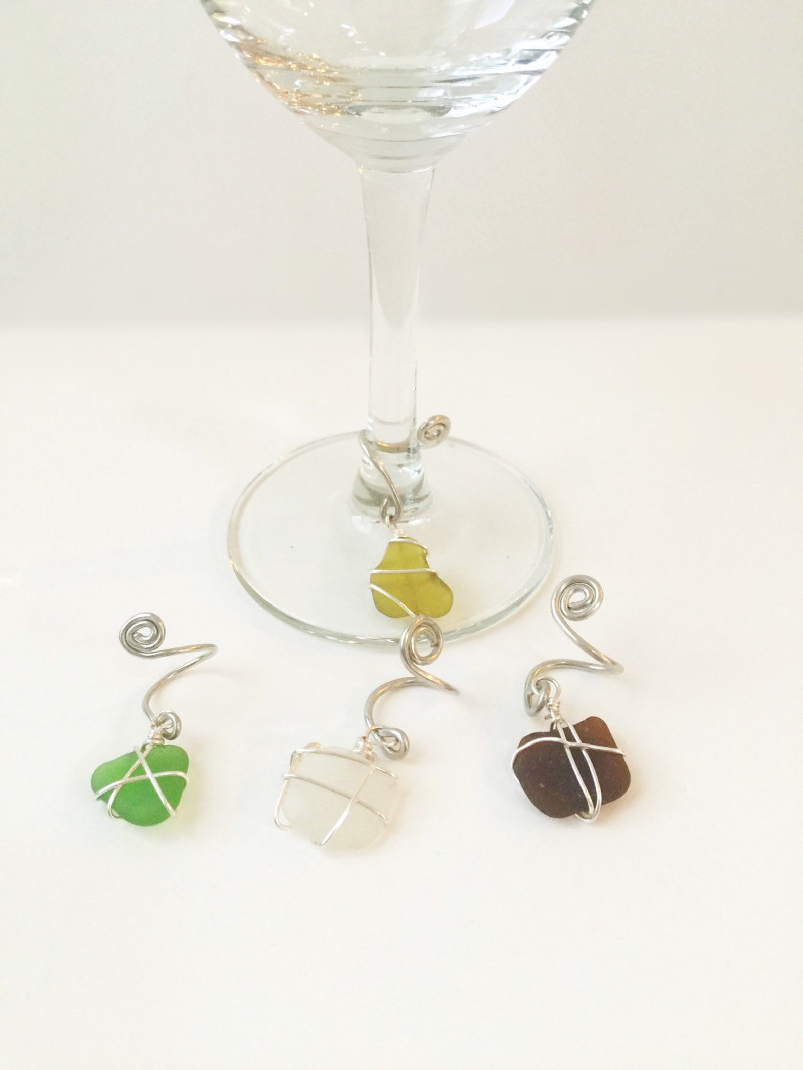 Sea Glass Wine Charm Wine Glass Charms North Fork Wine Etsy
