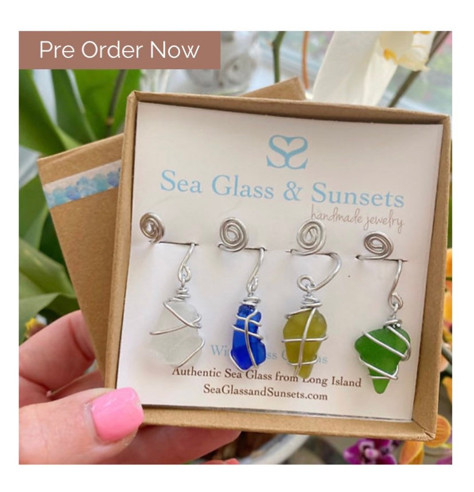 Sea Glass Wine Charm Wine Glass Charms North Fork Wine Etsy