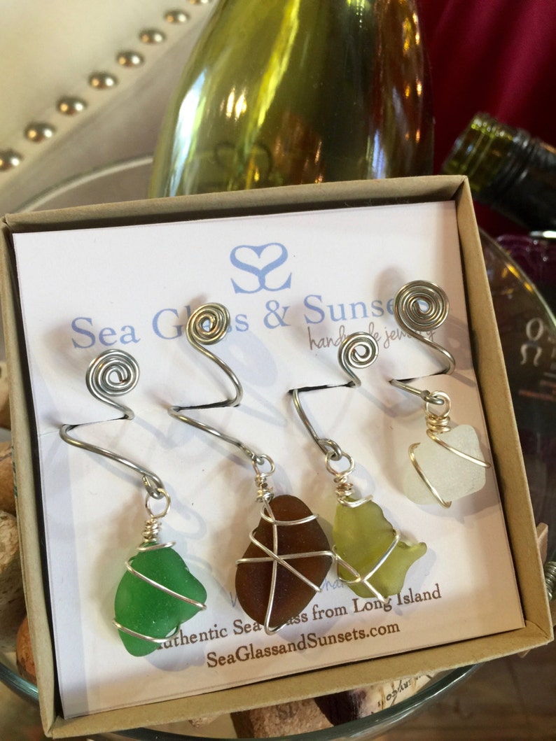 Sea Glass Wine Charm Wine Glass Charms North Fork Wine Etsy
