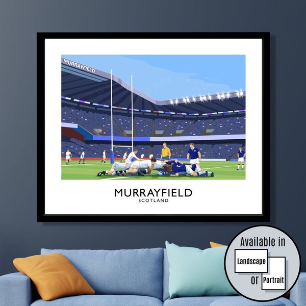 Rugby, Scotland vs England, Murrayfield, travel poster, Rugby Union, Autumn Internationals, Six 6 - Nations, gifts for him, gifts for men