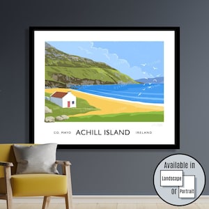 Keem Beach, Achill Island, County Mayo, Ireland, travel, poster, art print, gift, Irish art, Wild Atlantic Way,