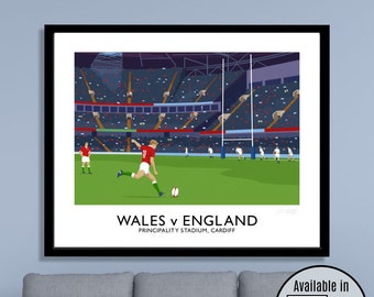 Rugby, Wales vs England, Principality Stadium, Cardiff, Wales, travel poster, Rugby Union, Six 6 -Nations, Wales, Cymru, International