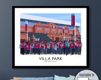 Aston Villa, Villa Park, England, stadium, travel Poster, art print, Villa, Premier League, poster, wall art, gift for him, gift for her