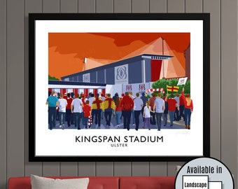 Kingspan Stadium, Ravenhill, Ulster Rugby supporters, Belfast, Northern Ireland, travel poster, art print, Ulster, Rugby, Ireland, SUFTUM