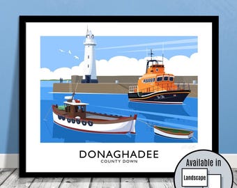 Donaghadee Harbour Art Print: Northern Ireland Travel Poster