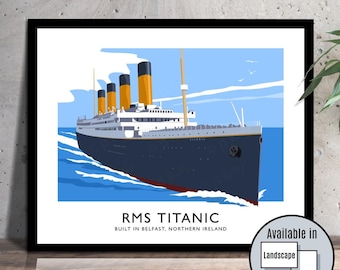 RMS Titanic Art Print: Belfast Ship Travel Poster (Giclée)
