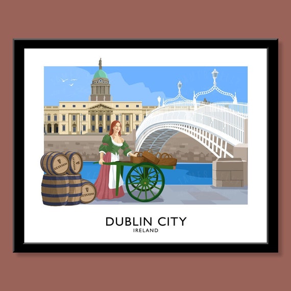 County Donegal Town Holidays Ireland Vintage Irish Travel Advertisement Poster