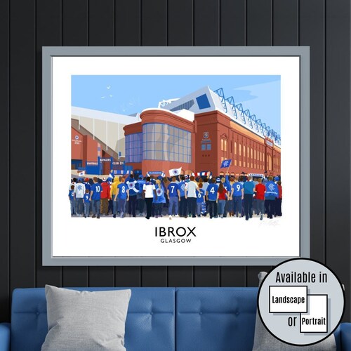 Rangers, Ibrox, Glasgow, Scotland, Scottish, football, stadium, Travel Poster, art print, Scottish Premier League, football, soccer