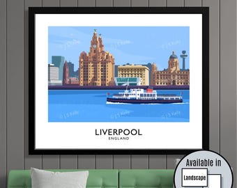 Mersey Ferry Art Print: Liverpool England Travel Poster