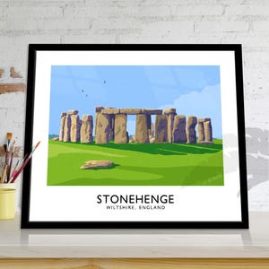 Stonehenge Art Print: Vintage Travel Poster, Wiltshire England image 6