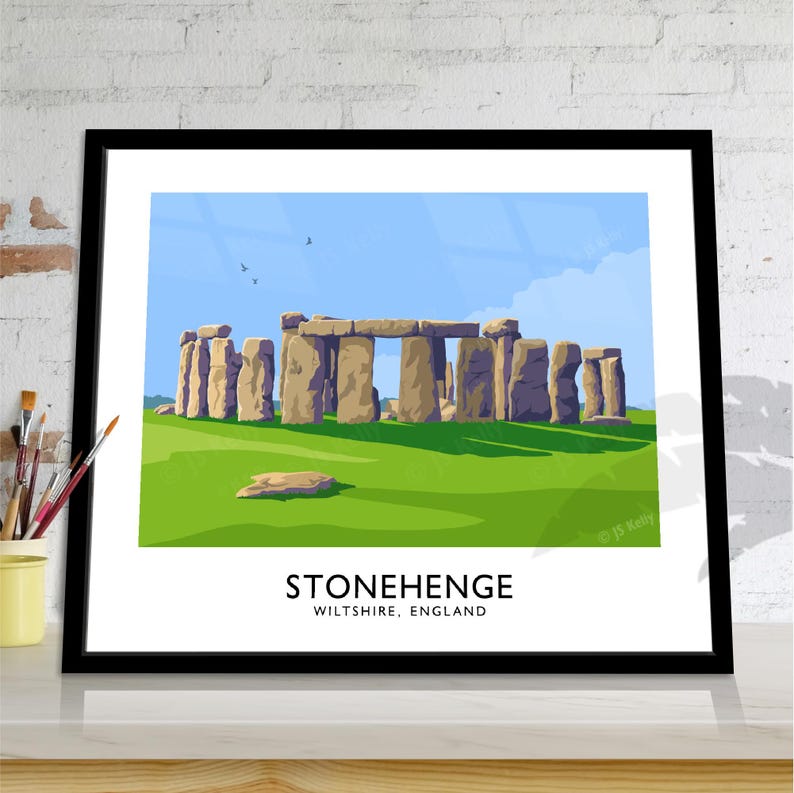 Stonehenge Art Print: Vintage Travel Poster, Wiltshire England image 6