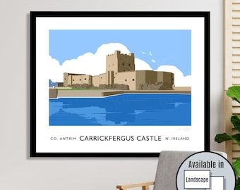Carrickfergus Castle Art Print: Northern Ireland Travel Poster