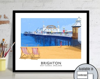 Brighton Pier Art Print: Vintage Travel Poster, East Sussex