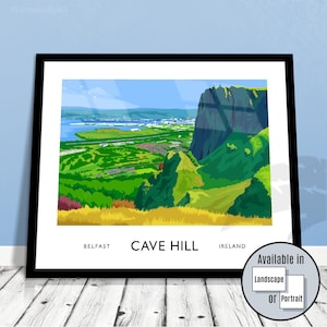 Belfast viewed from Cave Hill, Visible are the Harland & Wolff Cranes and Titanic Quarter - Travel Poster Wall Art Print