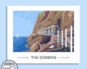 The Gobbins Art Print: Retro Irish Railway Travel Poster