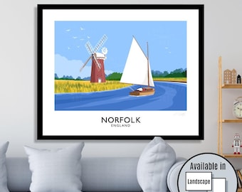 Norfolk Broads Art Print: Vintage English Travel Poster
