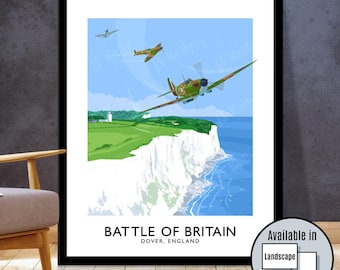 Spitfire Over Dover Print: Battle of Britain, WW2 Aviation Art