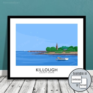 Killough harbour, County Down, Northern Ireland, travel poster, art print, Northern Irish gift, Ulster,  Mournes, mum, dad, father&#39;s, father