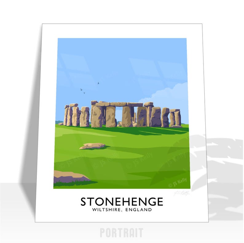 Stonehenge Art Print: Vintage Travel Poster, Wiltshire England image 3