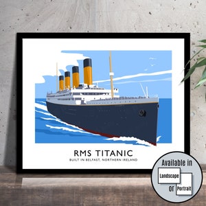 RMS Titanic, Harland and Wolff, Belfast, Northern Ireland, Titanic, travel poster, art print, Ulster, Irish art, Irish gift, ship, ocean