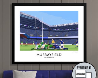 Rugby, Scotland vs Ireland, Murrayfield, travel poster, Rugby Union, Autumn Internationals, Six 6 - Nations, gifts for him, gifts for men