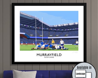 Rugby, Scotland vs France, Murrayfield, travel poster, Rugby Union, Autumn Internationals, Six 6 - Nations, gifts for him, gifts for men
