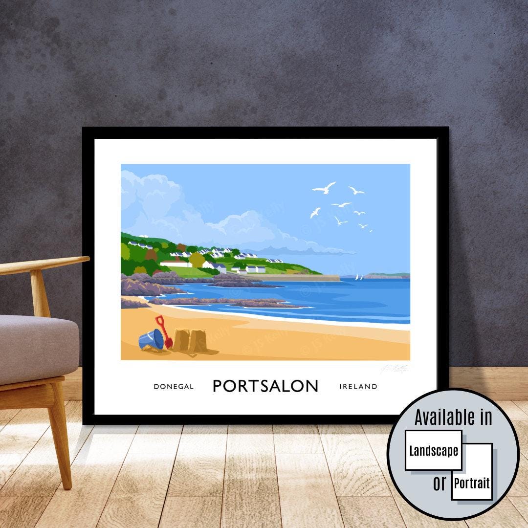 Portsalon Donegal Art Print: Irish Travel Poster, Beach Seaside - Etsy
