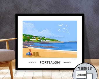 Portsalon Donegal Art Print: Irish Travel Poster, Beach Seaside