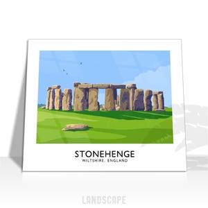 Stonehenge Art Print: Vintage Travel Poster, Wiltshire England image 2