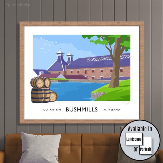 Bushmills Distillery Art Print: Northern Ireland Travel Poster