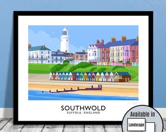 Southwold Travel Poster: Art Deco Seaside Print (Giclée)