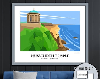 Mussenden Temple Art Print: Northern Ireland Travel Poster