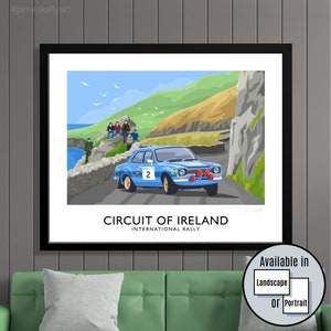Circuit of Ireland Rally, 1968, Ford Escort, Mk1 Escort, travel poster, art print, Ireland, rally, rally car, Twin Cam, WRC, Roger Clarke