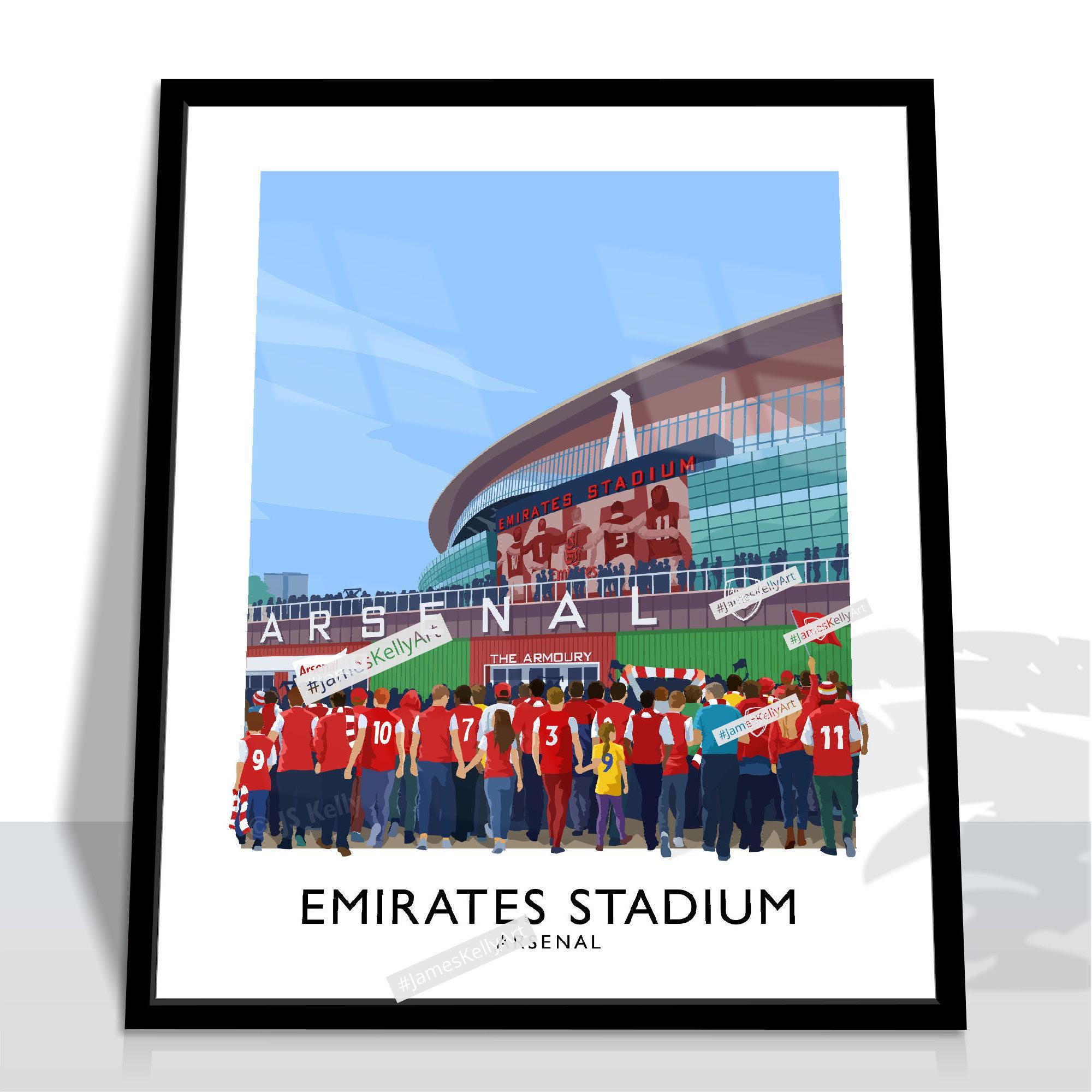 Arsenal Travel Poster Art Print, Gunners Supporters Arriving at the ...