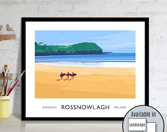 Rossnowlagh Beach, Donegal, Ireland, travel, poster, art print, gift, Irish art, Wild Atlantic Way