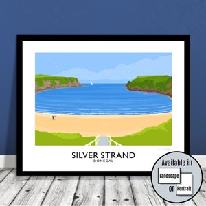 Silver Strand, beach, Donegal, Ireland, travel, poster, art print, gift, Irish art, Wild Atlantic Way, gift for him, gift for her