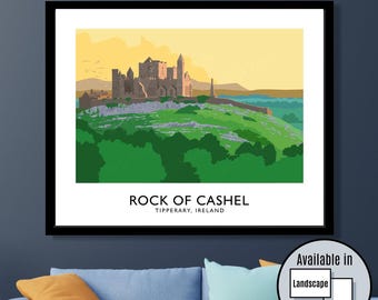 Rock of Cashel Art Print: Vintage Irish Travel Poster