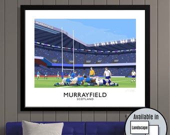 Rugby, Scotland vs Italy, Murrayfield, travel poster, Rugby Union, Autumn Internationals, Six 6 - Nations, gifts for him, gifts for men