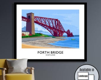 Forth Rail Bridge, Queesnferry, Edinburgh, Scotland, Forth bridge, travel poster, art print, Scot, Scots, Scottish gift, Bonnie Scotland