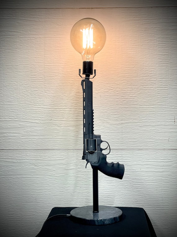 Revolver Table Lamp Gun Lamp W/matte Black Finish Etsy