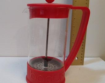 Rode Bodum, gemalen koffiepot, koffiezetapparaat, koffiepot,