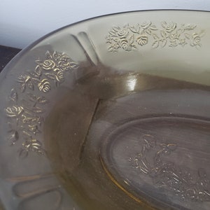 HAZEL ATLAS GLASS Yellow Depression glass, oval bowl yellow Florentine pattern, Salad Bowl Pressed glass Bowl 1930